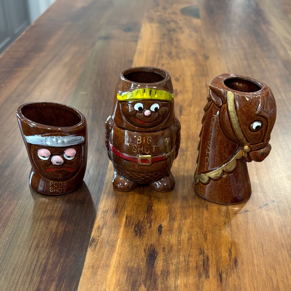 Poor Shot Big Shot & Long Shot Vintage Japan Shotglasses MCM